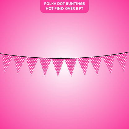 Polka Dot Buntings Hot Pink- Over 9 FT