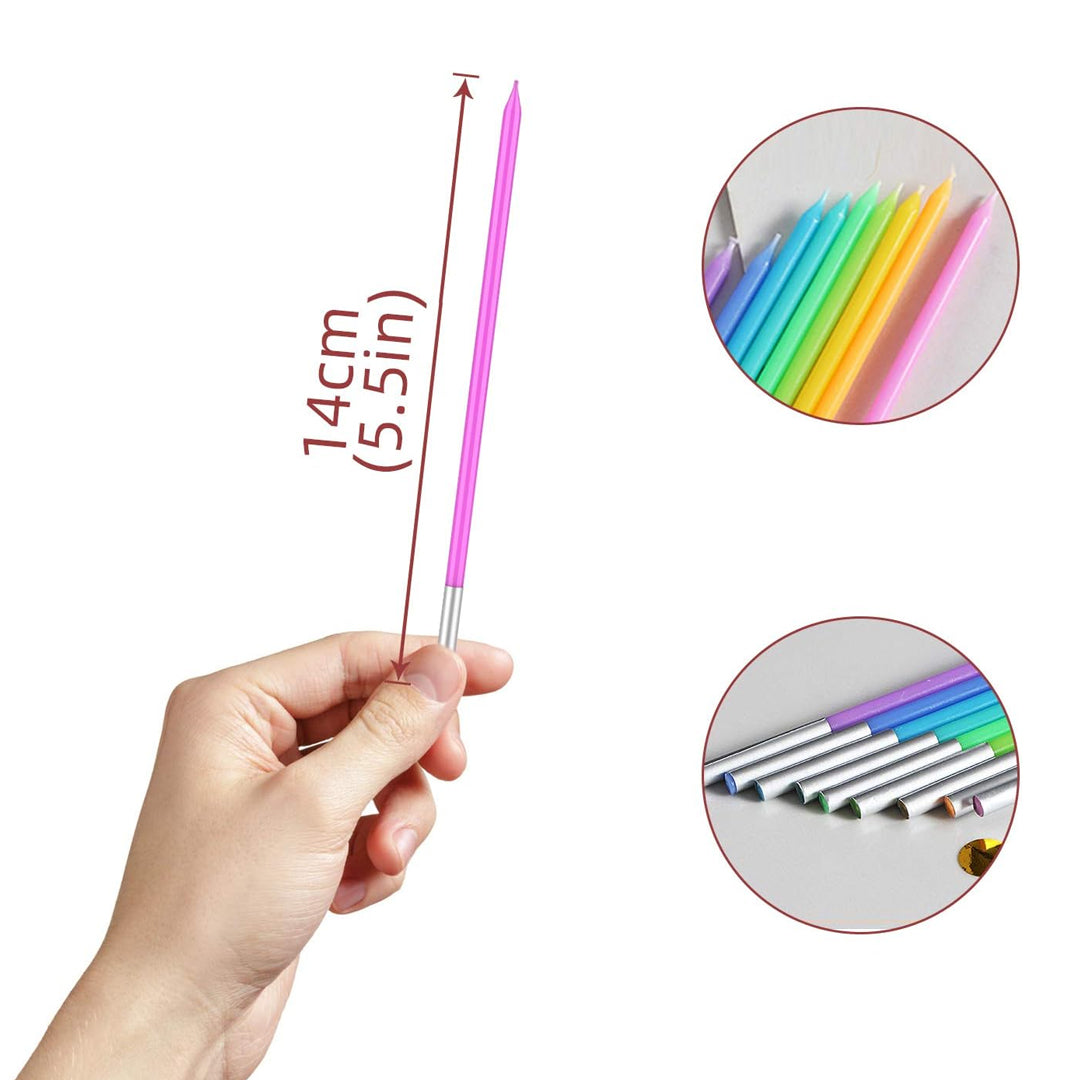 Multicolour Neon Pencil Candles - 10PC
