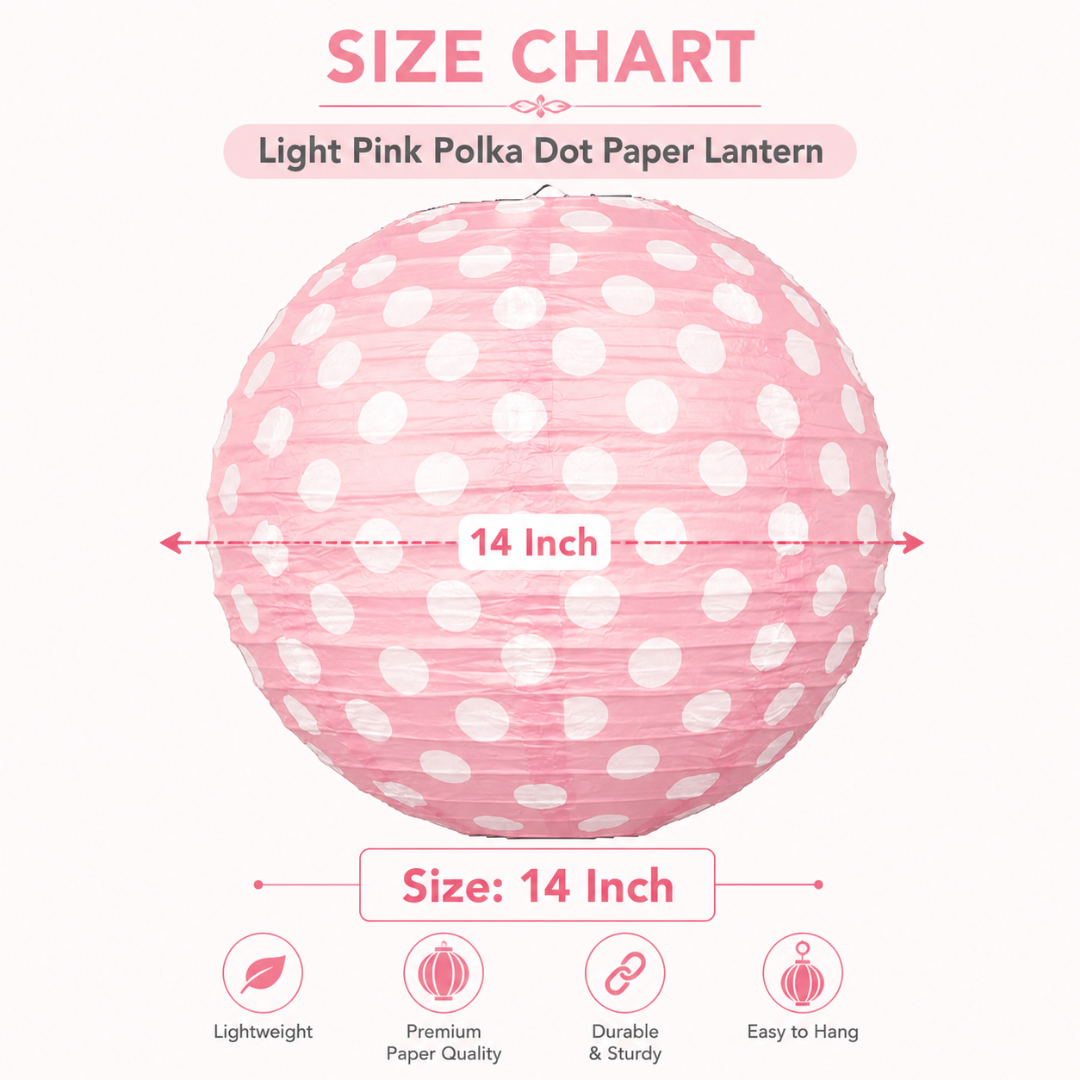 Polka Dot Pink Lanterns 14 - Pack of 1
