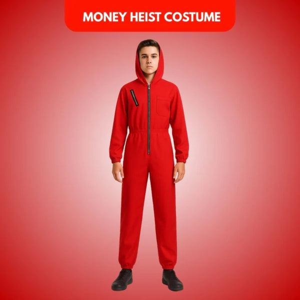 Money Heist Red Zipper Costume for Adults - 1PC