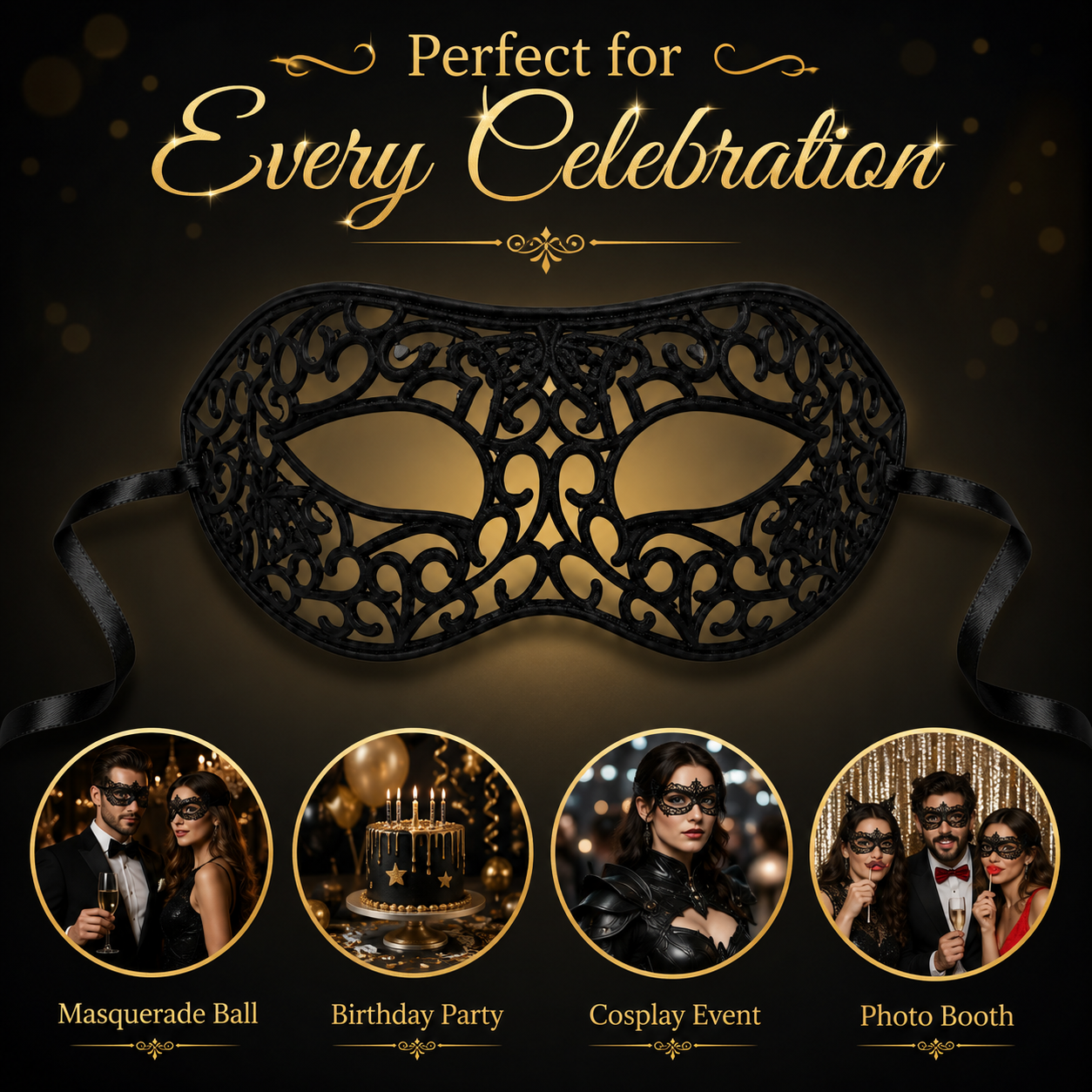 Masquerade Men Mask Black