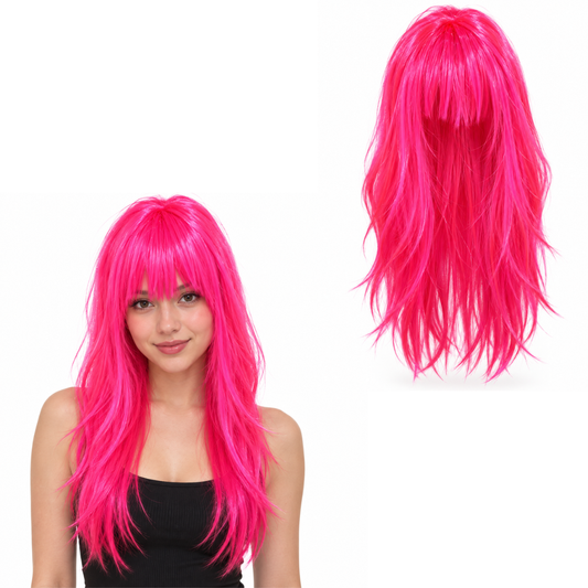 Curly Wigs Long Pink - 1PC