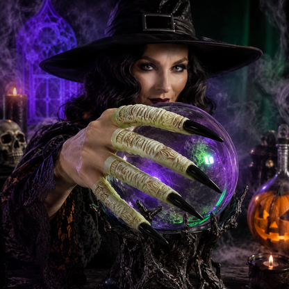 Fake Fingers with Black Long Nails Witch Costume Accessory - 10PC