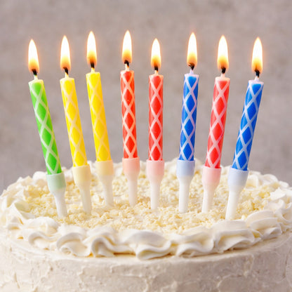 Multicolor Candles for BIrthday / Anniversry / Baby Shower or Neutral Occassion - 12PC