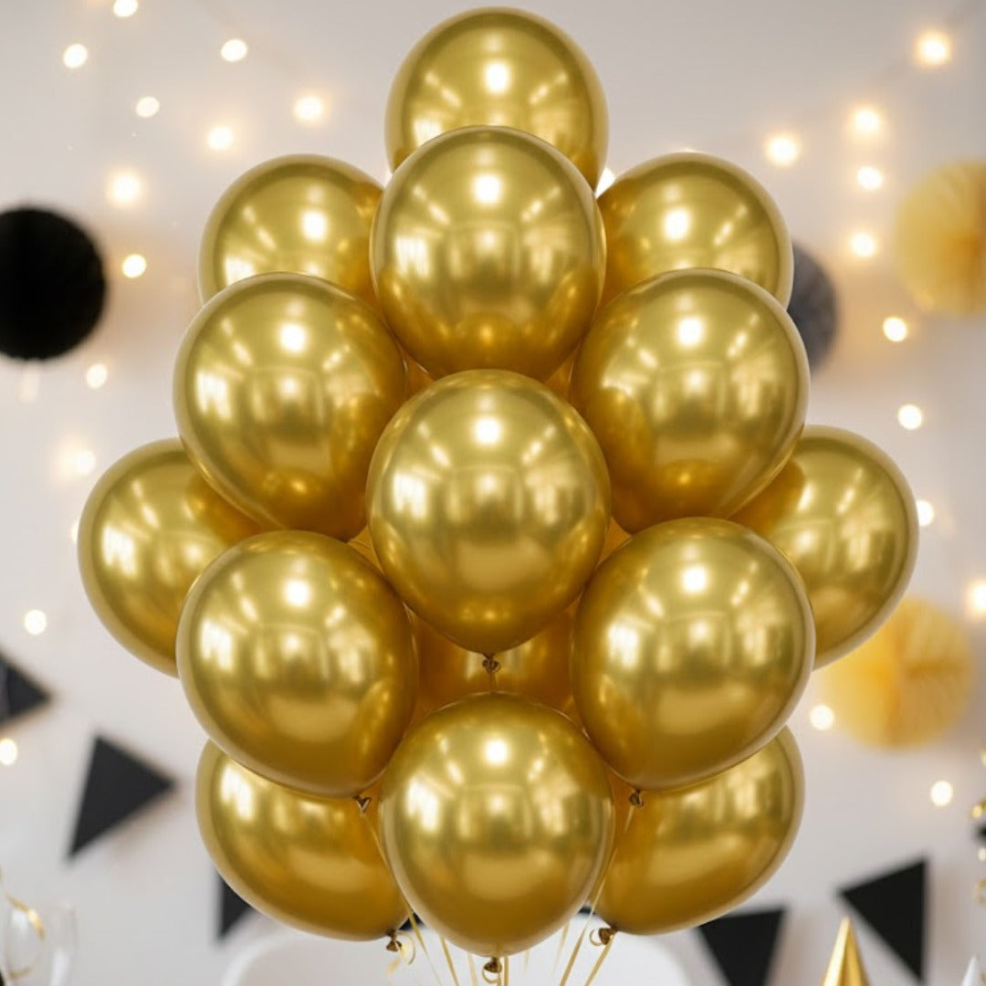 Chrome Gold Premium Latex Balloons 10" - 20PC