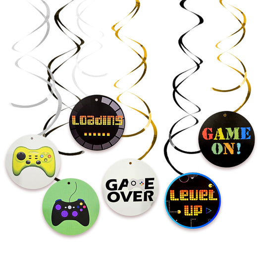 Video Games Theme Swirls for Hanging Decor - 12 PC