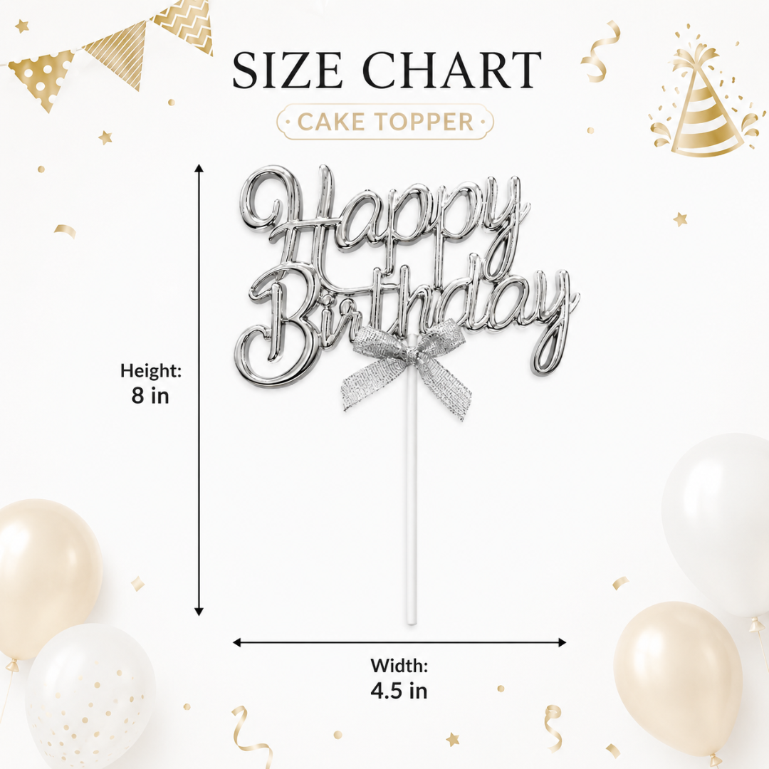 Happy Birthday Cake Topper Silver - Wanna Party - lifestyle