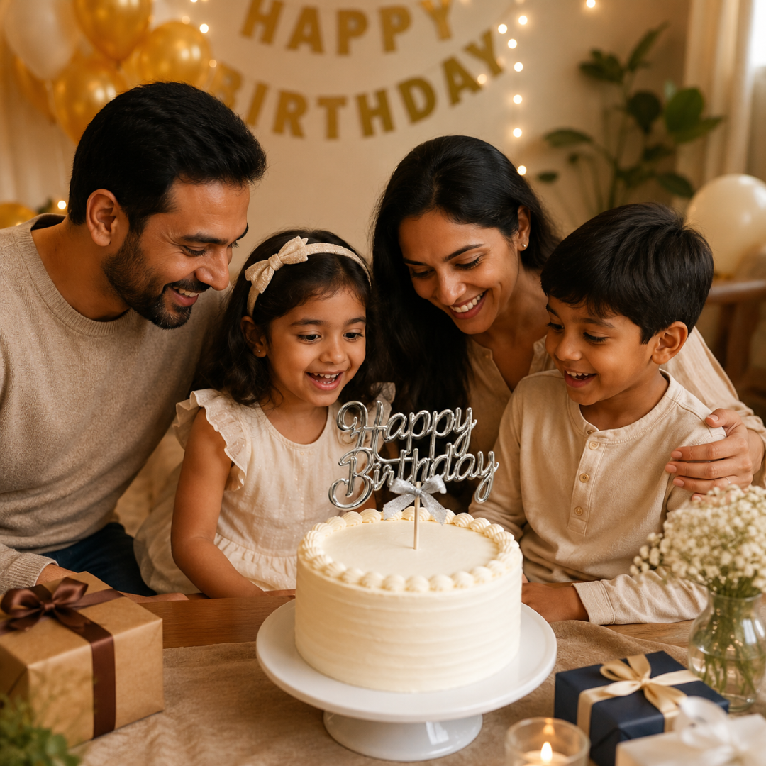 Happy Birthday Cake Topper Silver - Wanna Party - decor