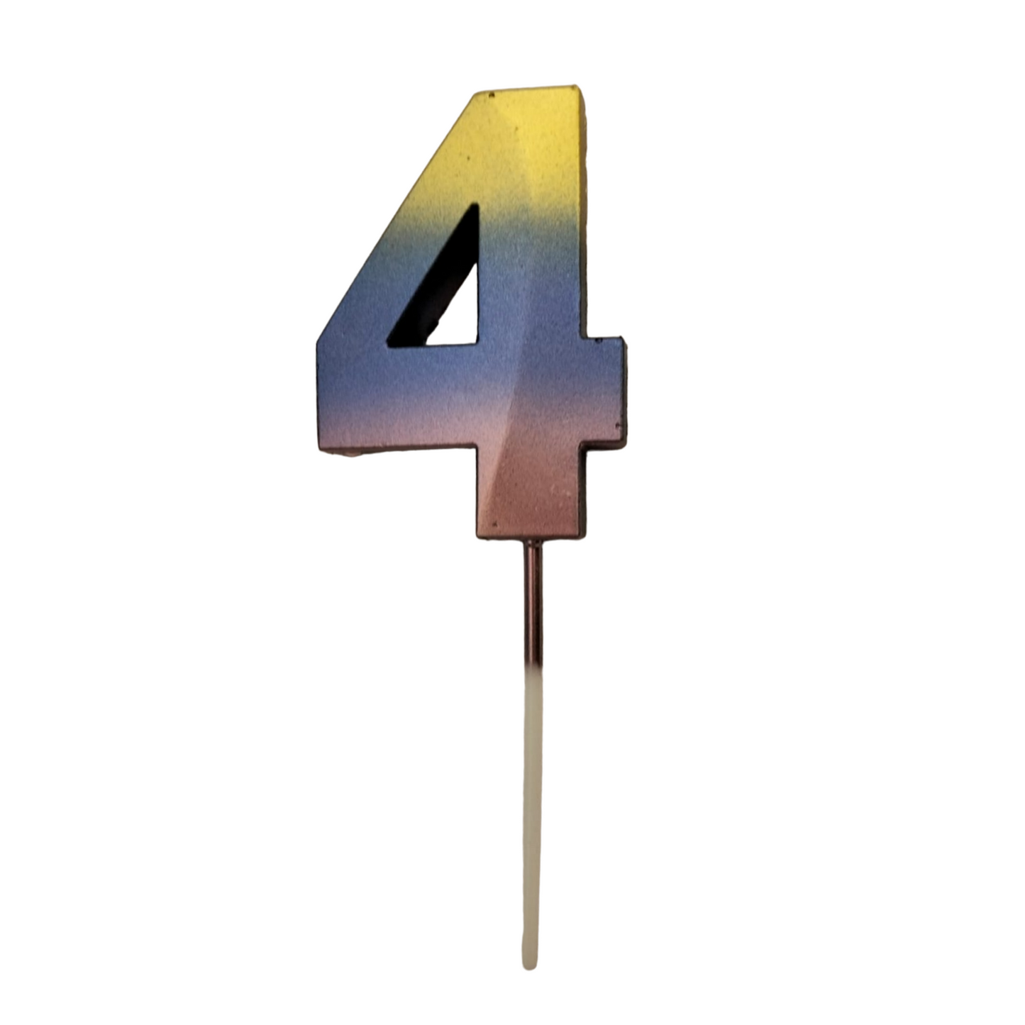 Number 4 Metalic Golden Purple Pink Stick Candle - 1PC