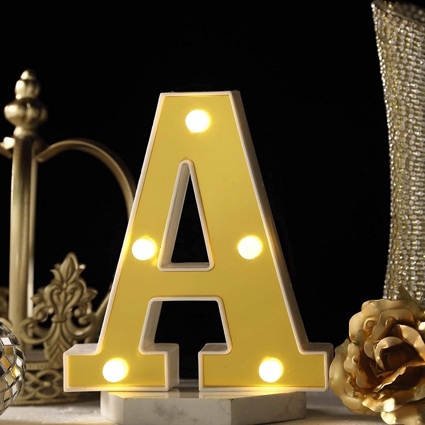 LED Golden Marquee Letter A 11 inch - Light Up Sign | Wanna Party - Image 5