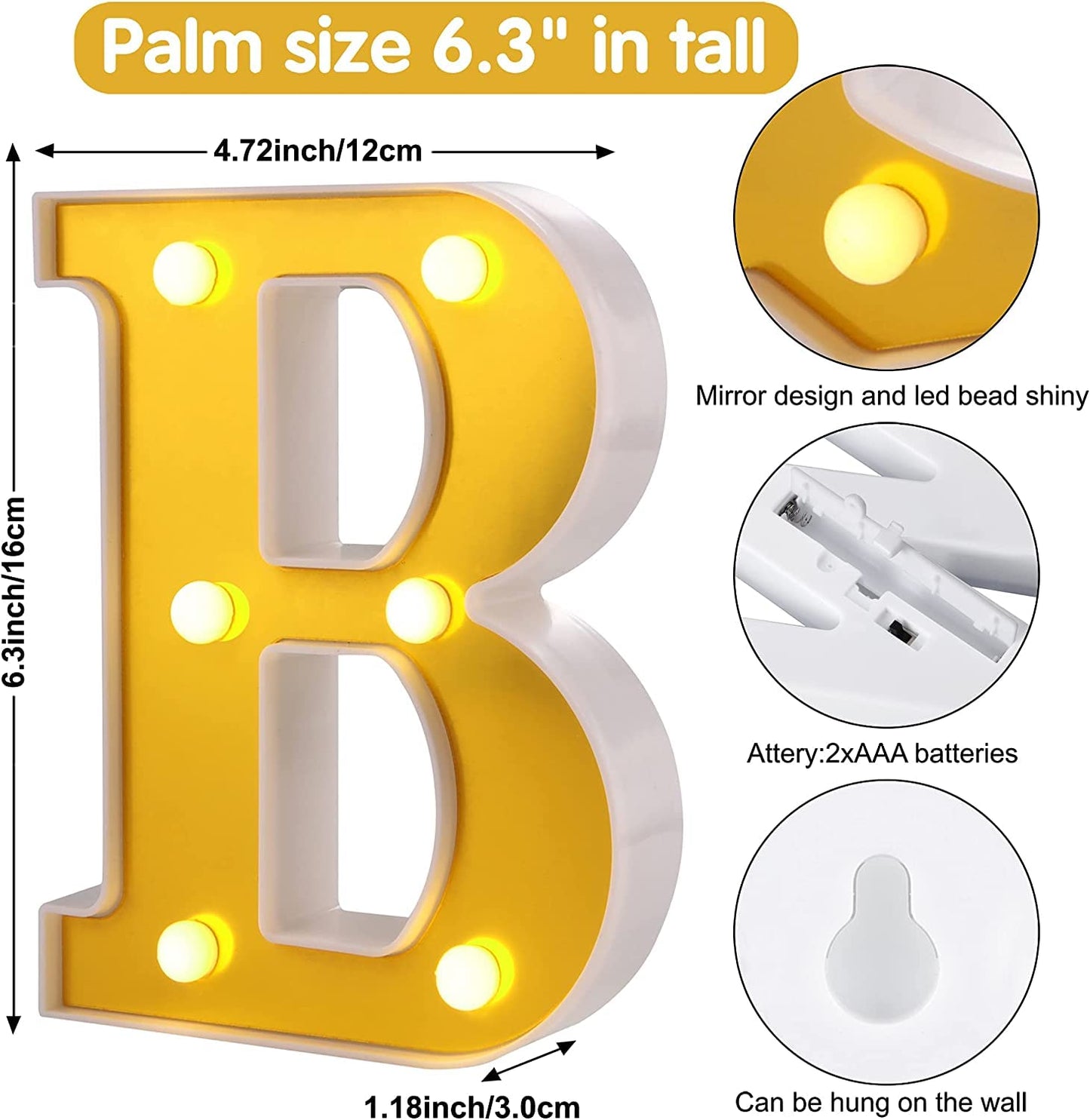 LED Golden Marquee Letter B 11 inch - Light Up Sign | Wanna Party - Image 2
