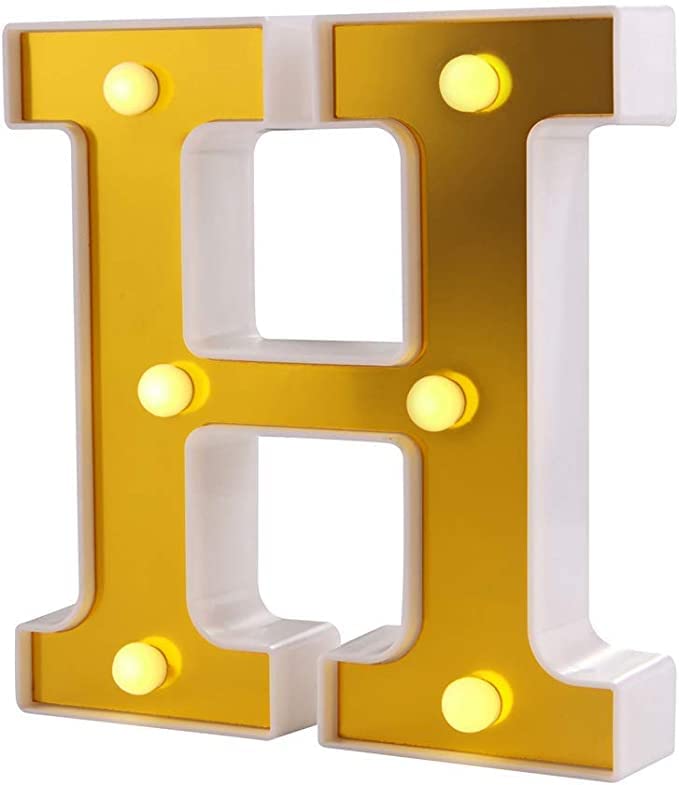 LED Golden Marquee Letter H 11 inch - Light Up Sign | Wanna Party - Image 1