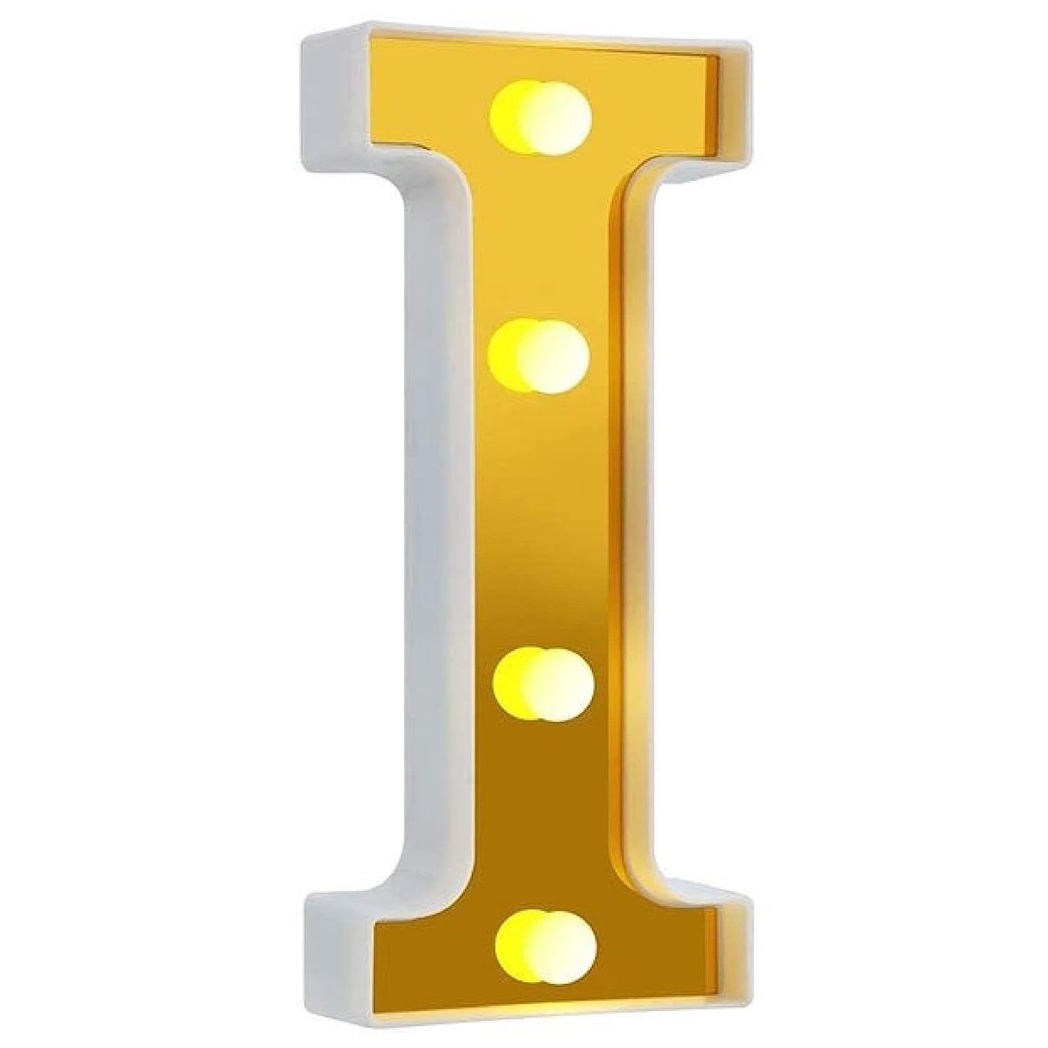 LED Golden Marquee Letter I 11 inch - Light Up Sign | Wanna Party - Image 1