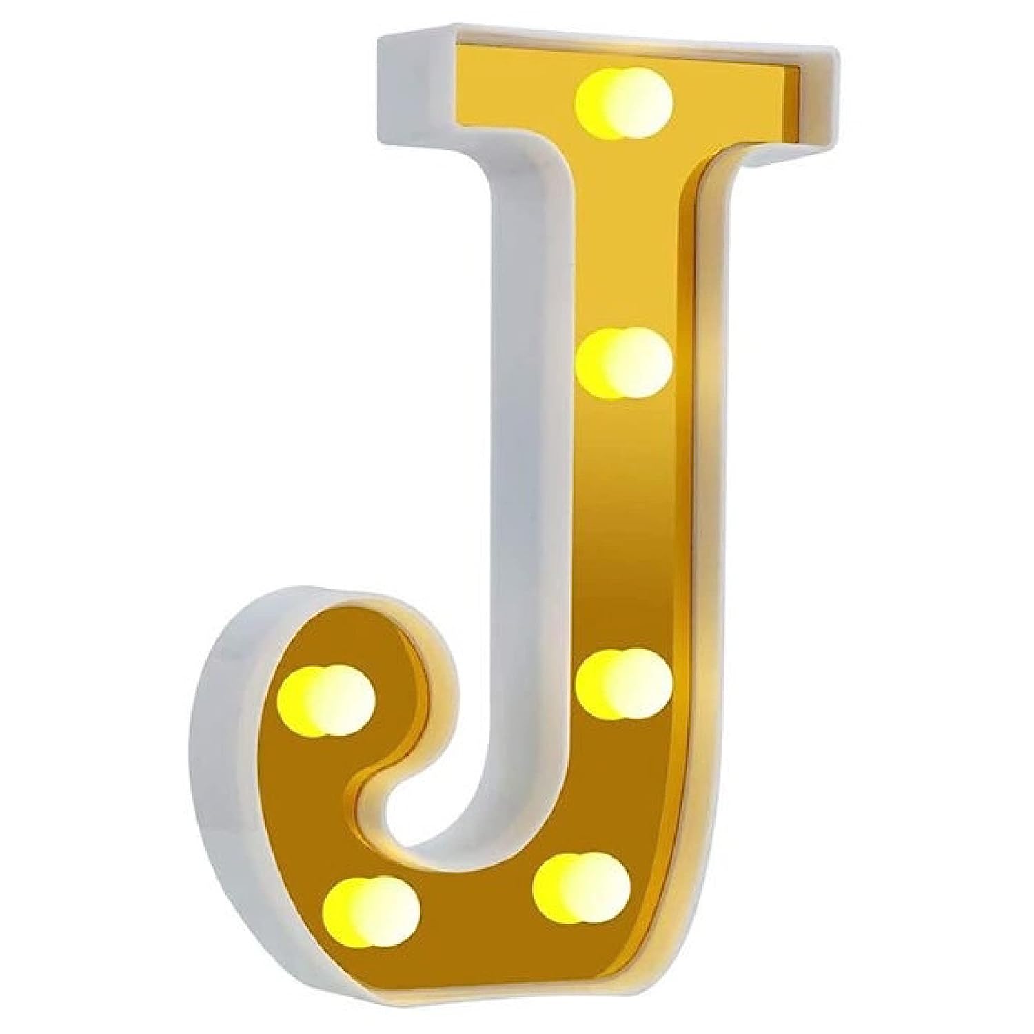 LED Golden Marquee Letter J 11 inch - Light Up Sign | Wanna Party - Image 1