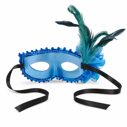 Blue Sequin Eye Mask with Blue Flower