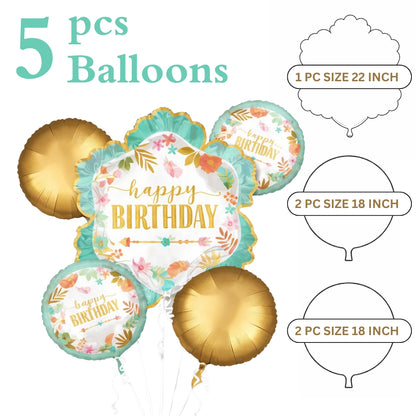 Boho Chic Floral Happy Birthday Set Of 5