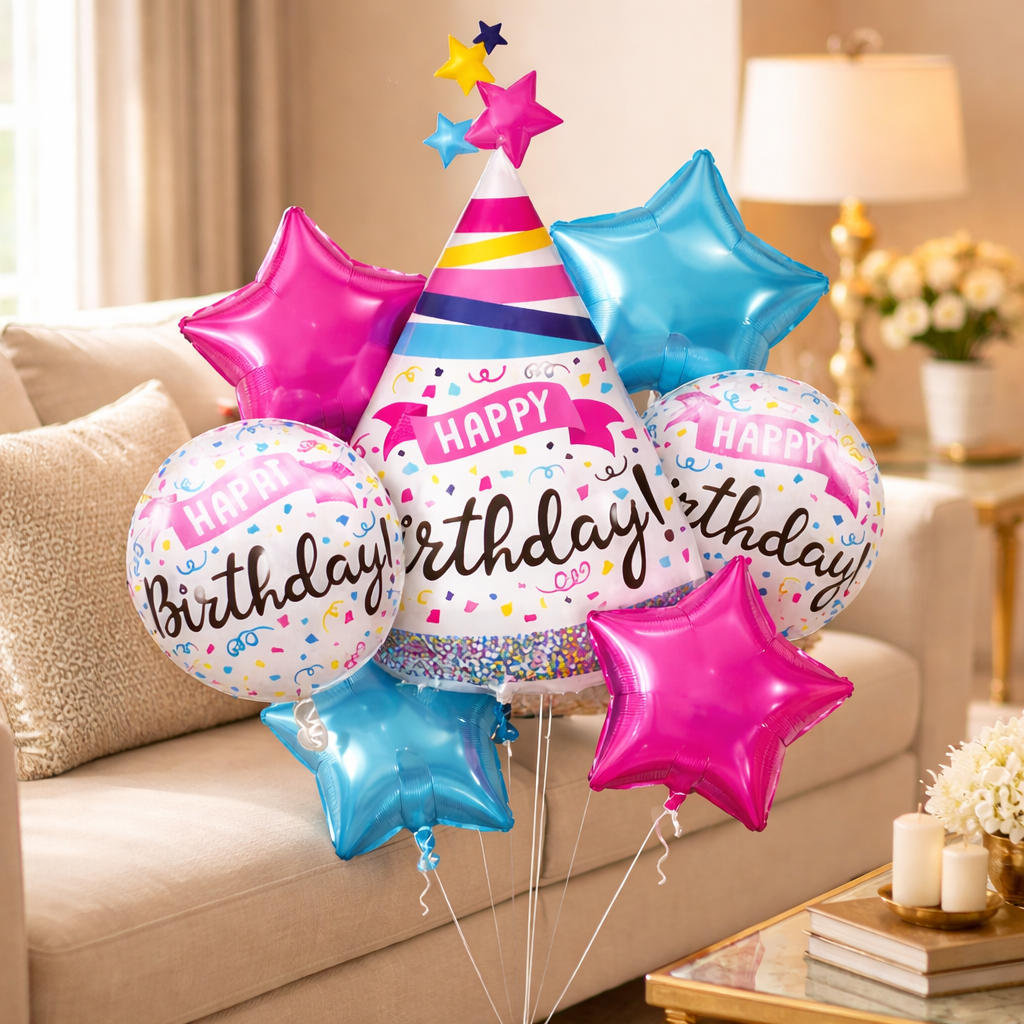 Hat Shaped Happy Birthday Balloon Set of 5
