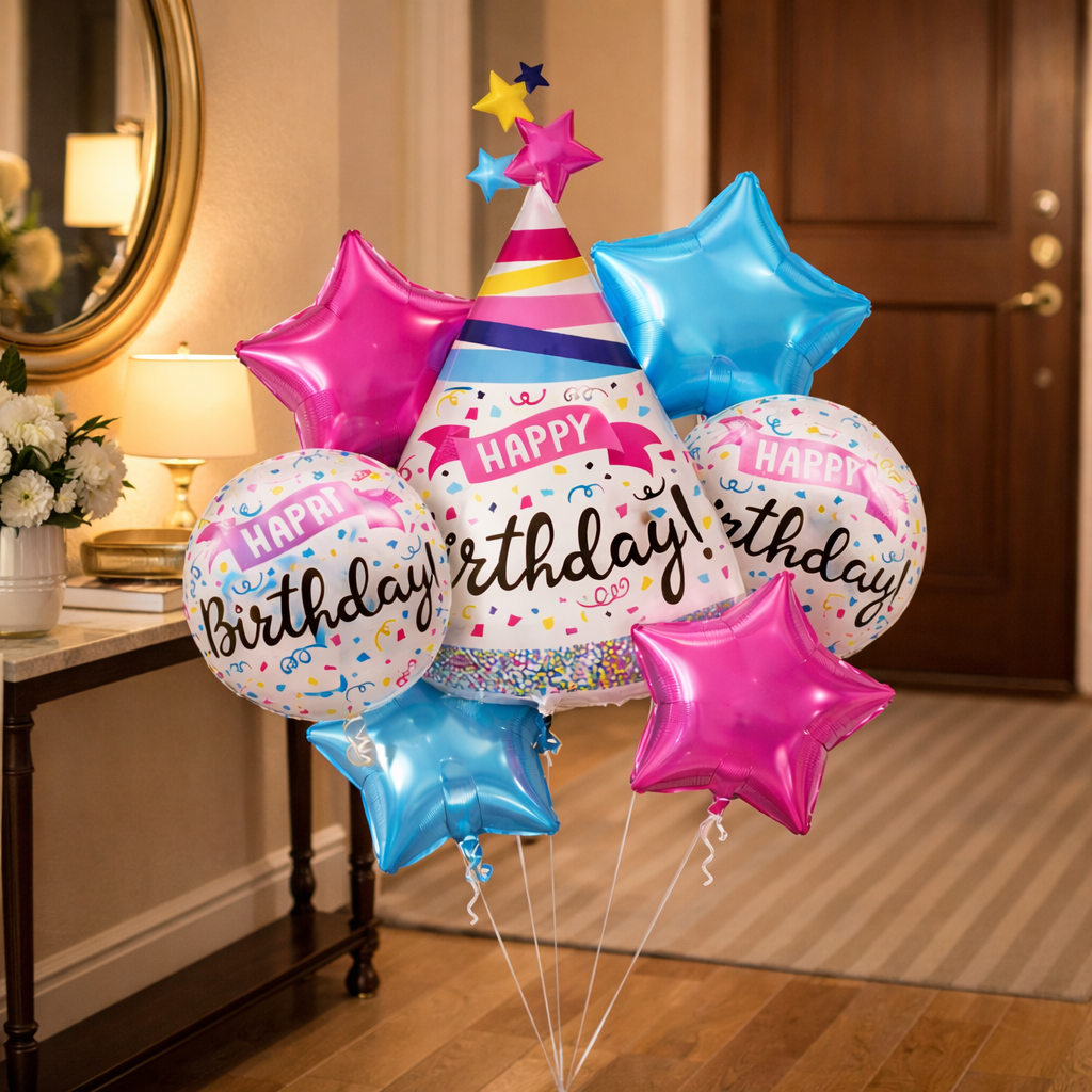 Hat Shaped Happy Birthday Balloon Set of 5