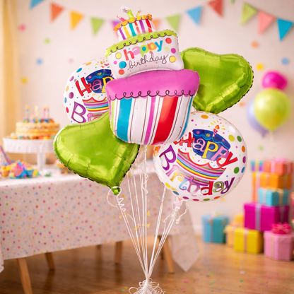 Happy Birthday Triple Layer Cake Balloon Set of 5
