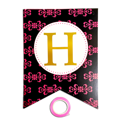 Black & Pink Birthday Banner