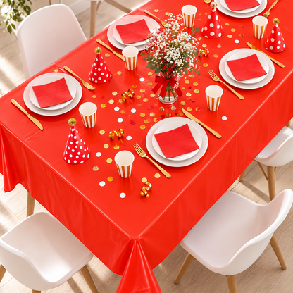 Red Vinyl Tablecover 54" x 108" for Party Decor - 1PC