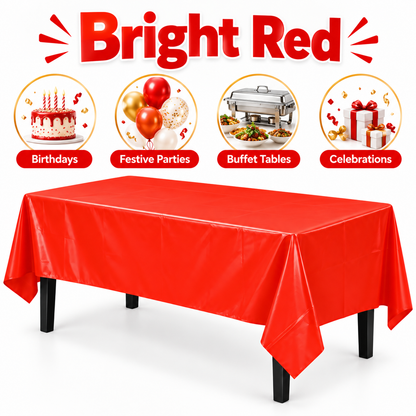 Red Vinyl Tablecover 54" x 108" for Party Decor - 1PC
