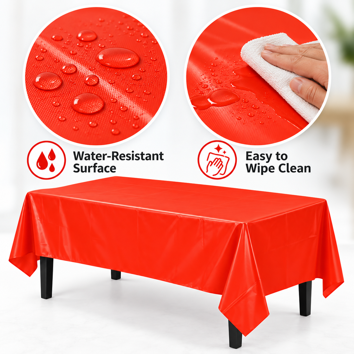 Red Vinyl Tablecover 54" x 108" for Party Decor - 1PC