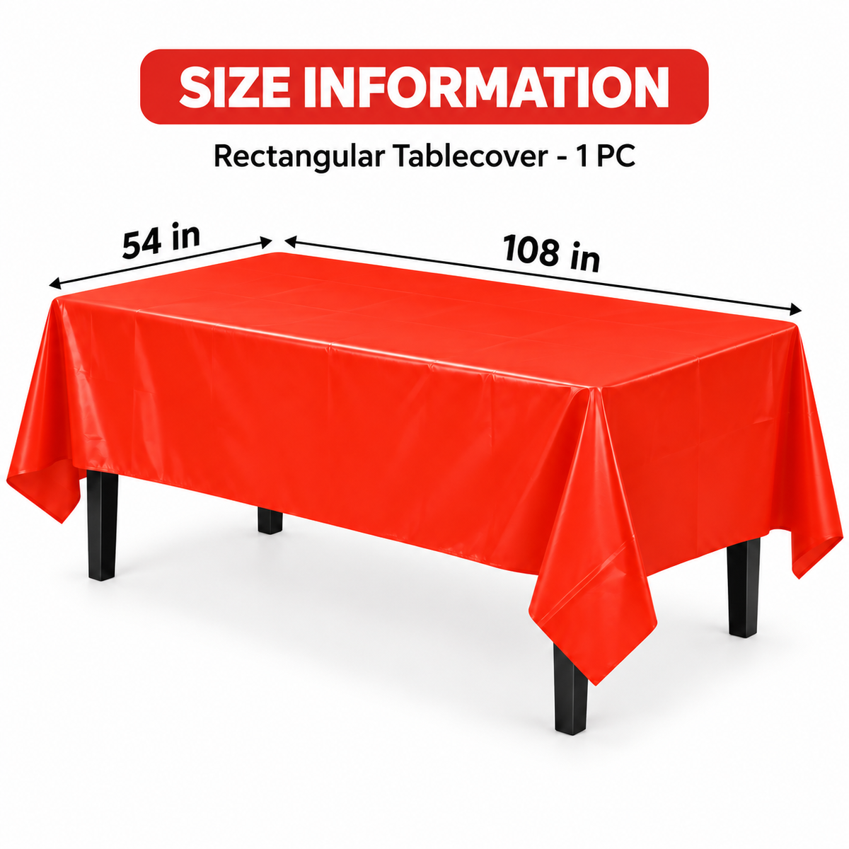 Red Vinyl Tablecover 54" x 108" for Party Decor - 1PC