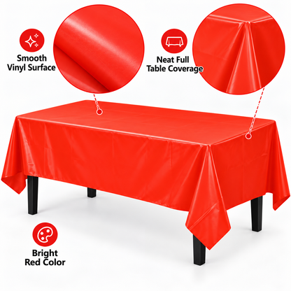 Red Vinyl Tablecover 54" x 108" for Party Decor - 1PC