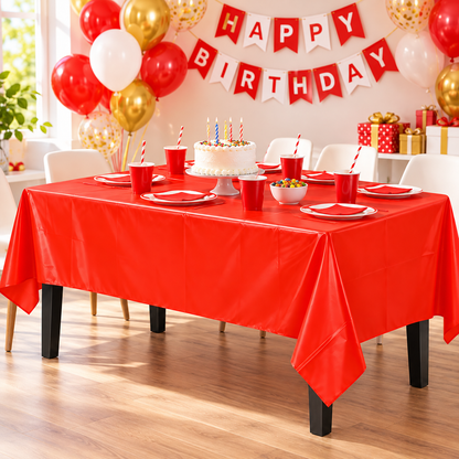 Red Vinyl Tablecover 54" x 108" for Party Decor - 1PC