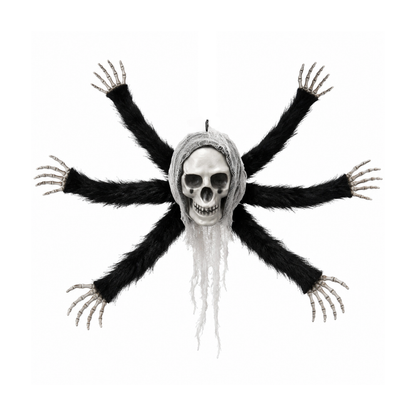 Hanging Skull Spider Decoration with Black Legs for Halloween & Theme Party Décor – 1FT – 1PC