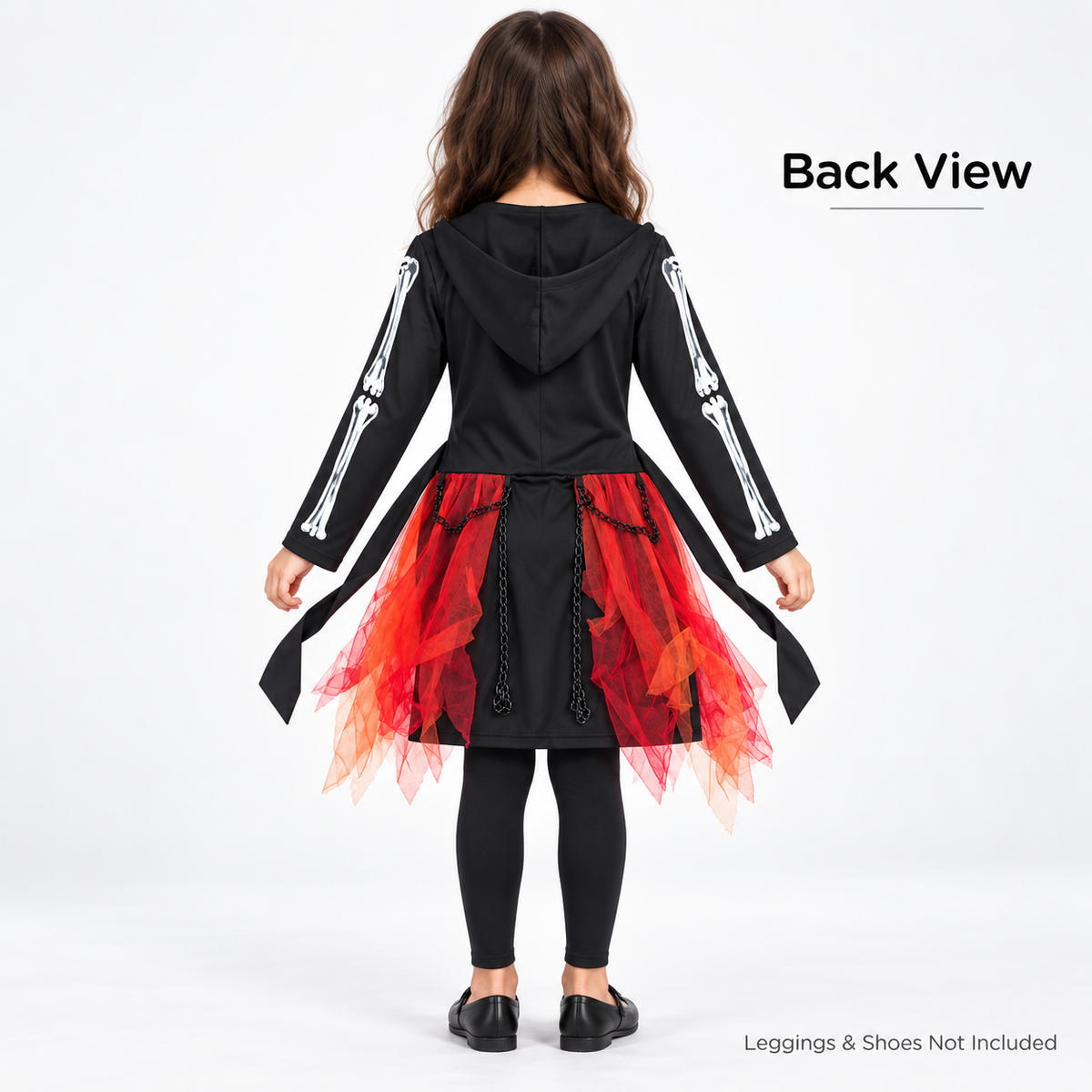 Wicked Cute Black Riding Hood Costume for Girls | Kids Gothic Halloween Fancy Dress – Age 7–9 Years
