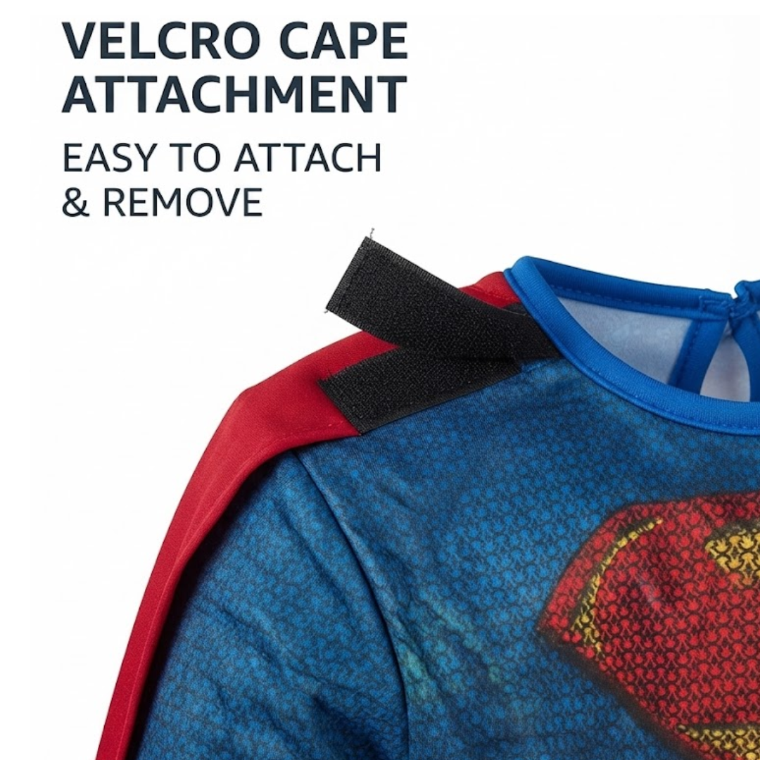 Classic Red & Blue Superhero Costume with Cape - Size M | Fancy Dress for Boys Age 6 to 8 Years