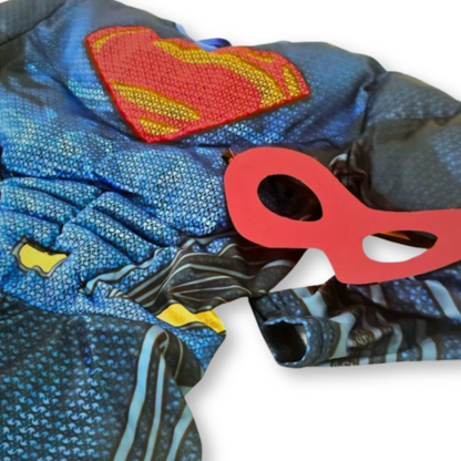 Classic Red & Blue Superhero Costume with Cape - Size M | Fancy Dress for Boys Age 6 to 8 Years