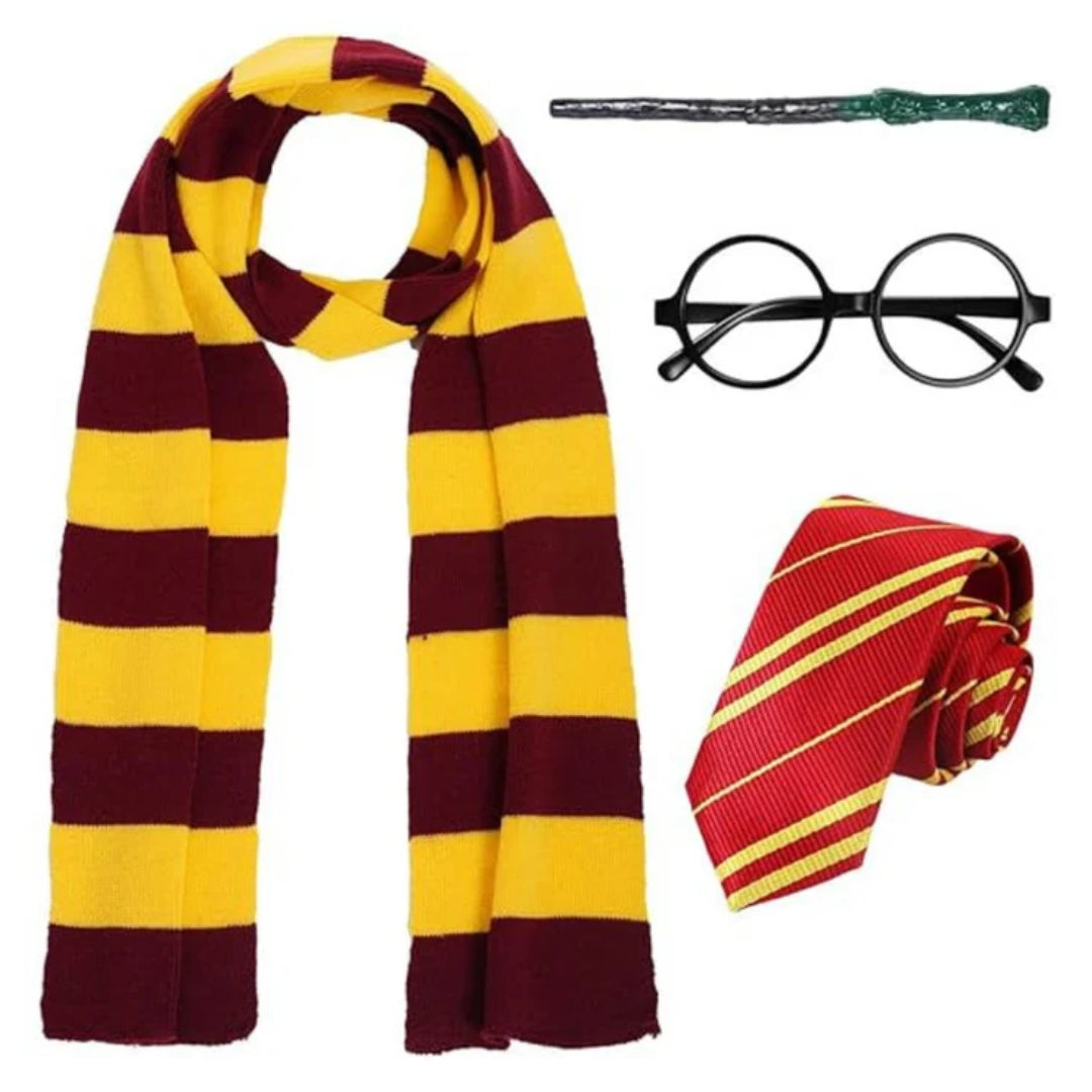 Magical Harry Potter Costume w/ Scarf, Eyeglass, Wand & Tie for Kids