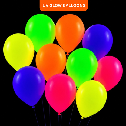 UV Glow In The Dark Helium Quality Balloons 12" - Pack of 10 - Wanna Party - front