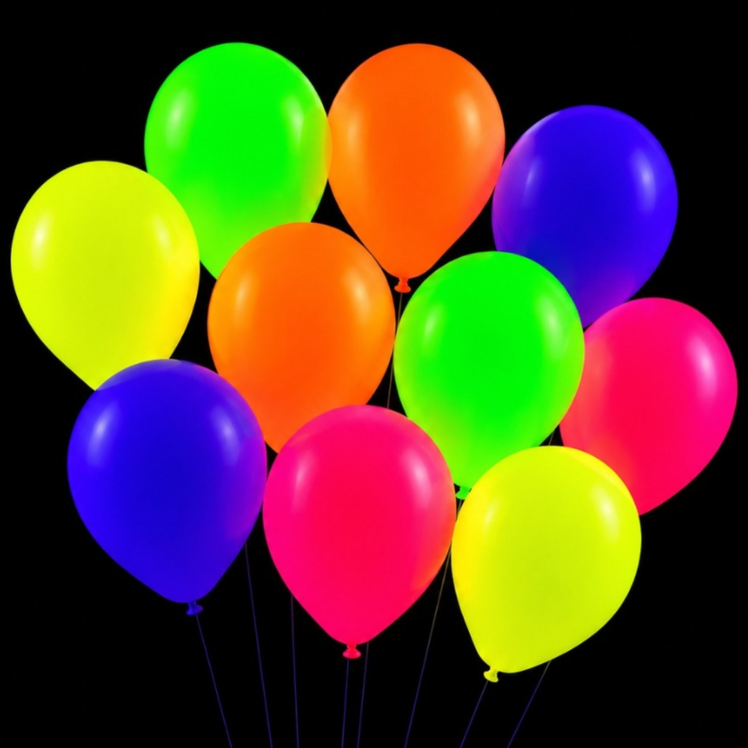 UV Glow In The Dark Helium Quality Balloons 12" - Pack of 10 - Wanna Party - closeup