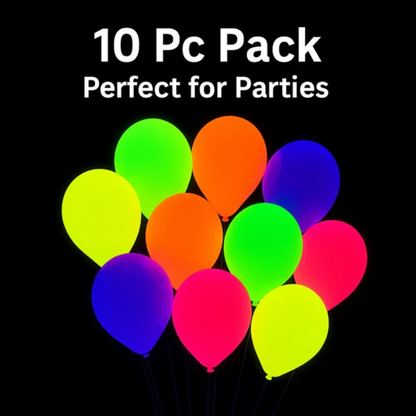 UV Glow In The Dark Helium Quality Balloons 12" - Pack of 10 - Wanna Party - flat