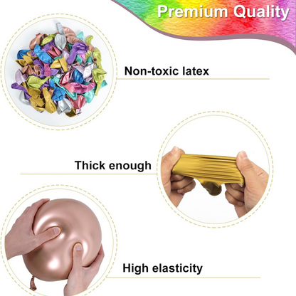 Multicolor Chrome Latex Balloons 10 inches - Pack of 50