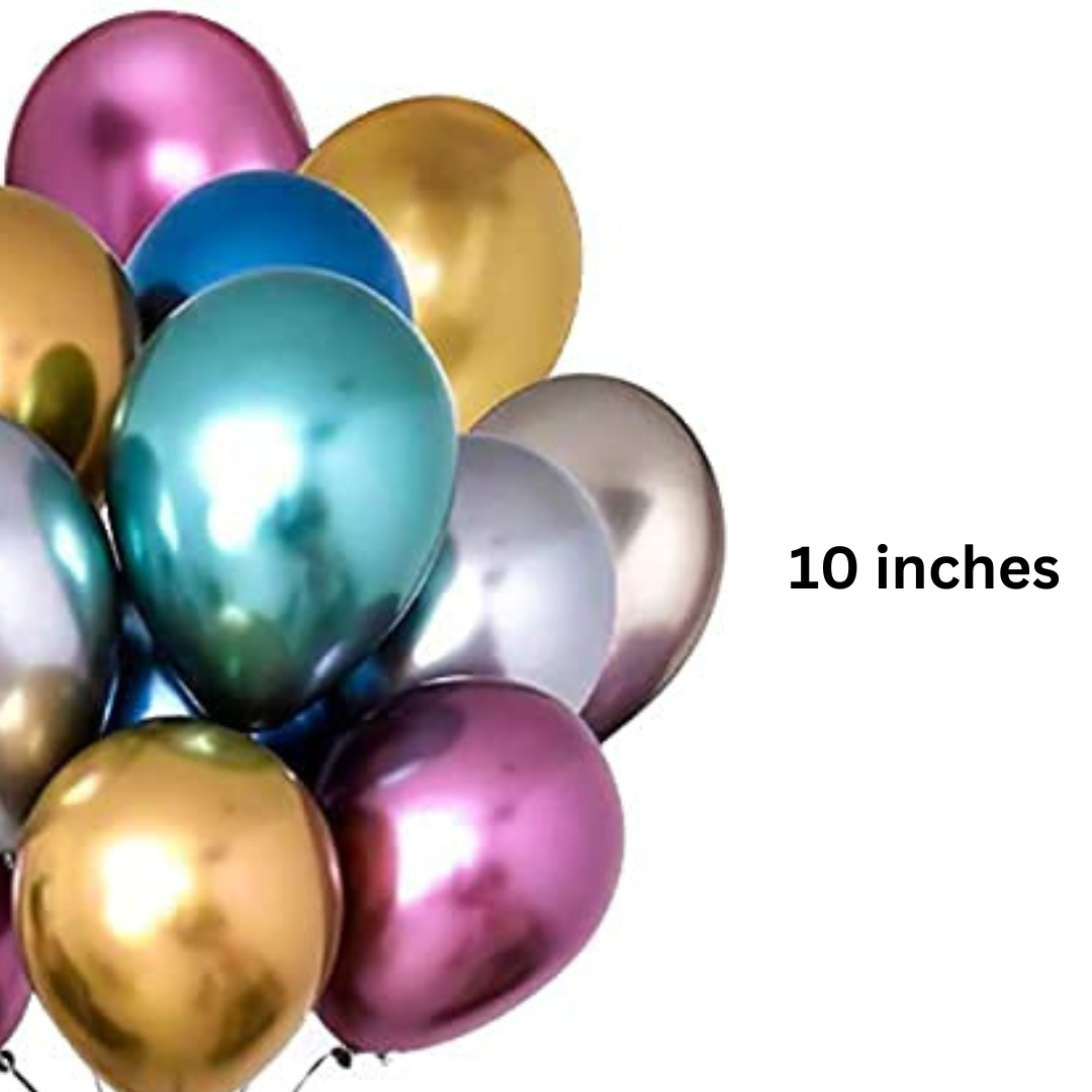Multicolor Chrome Latex Balloons 10 inches - Pack of 50