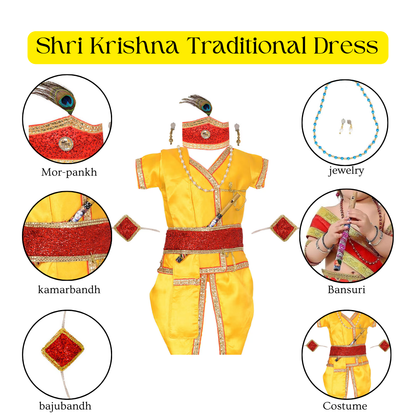 Fancy Traditional Shri Krishna Dress Set with Kurta & Dhoti – 10PC