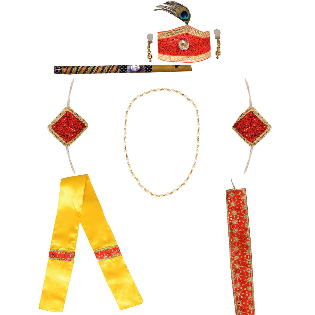 Fancy Traditional Shri Krishna Dress Set with Kurta & Dhoti – 10PC