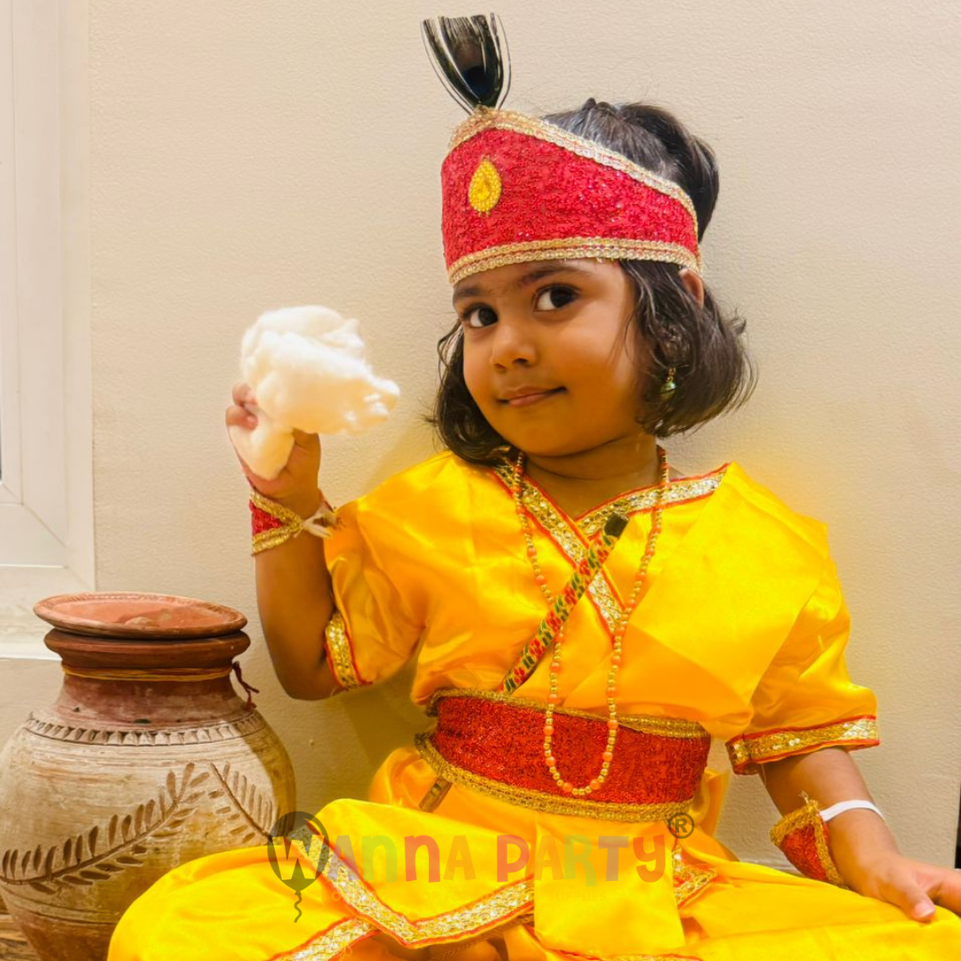 Fancy Traditional Shri Krishna Dress Set with Kurta & Dhoti – 10PC