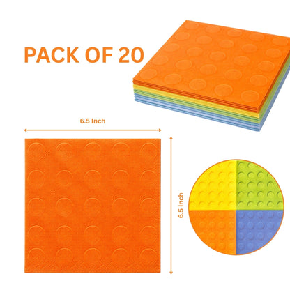 POP IT Colorful Theme Paper Napkins - Pack of 20 (Multicolor)