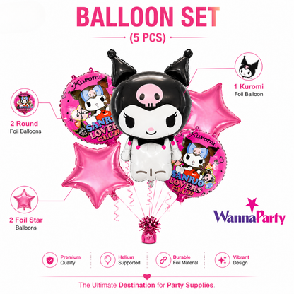 Kuromi Themed Birthday Balloon Set  - 5PC