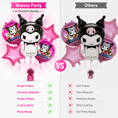 Kuromi Themed Birthday Balloon Set  - 5PC
