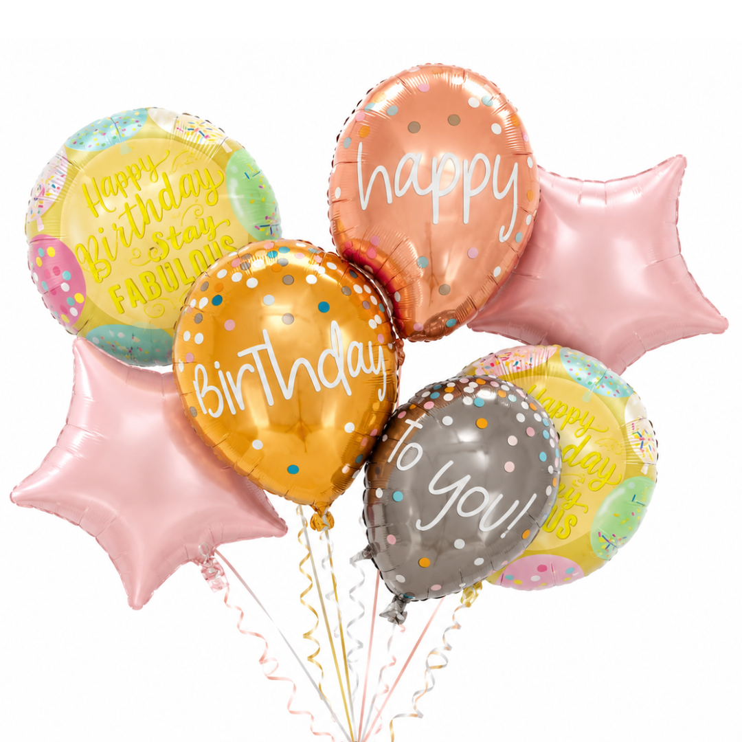 Triple Balloon Happy Birthday Balloon Set - 5PC - Wanna Party - closeup
