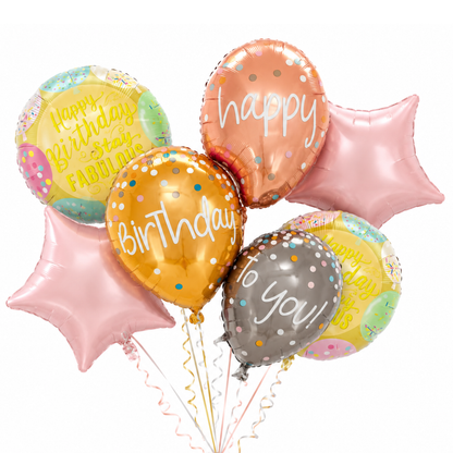 Triple Balloon Happy Birthday Balloon Set - 5PC - Wanna Party - closeup