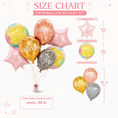 Triple Balloon Happy Birthday Balloon Set - 5PC - Wanna Party - alt
