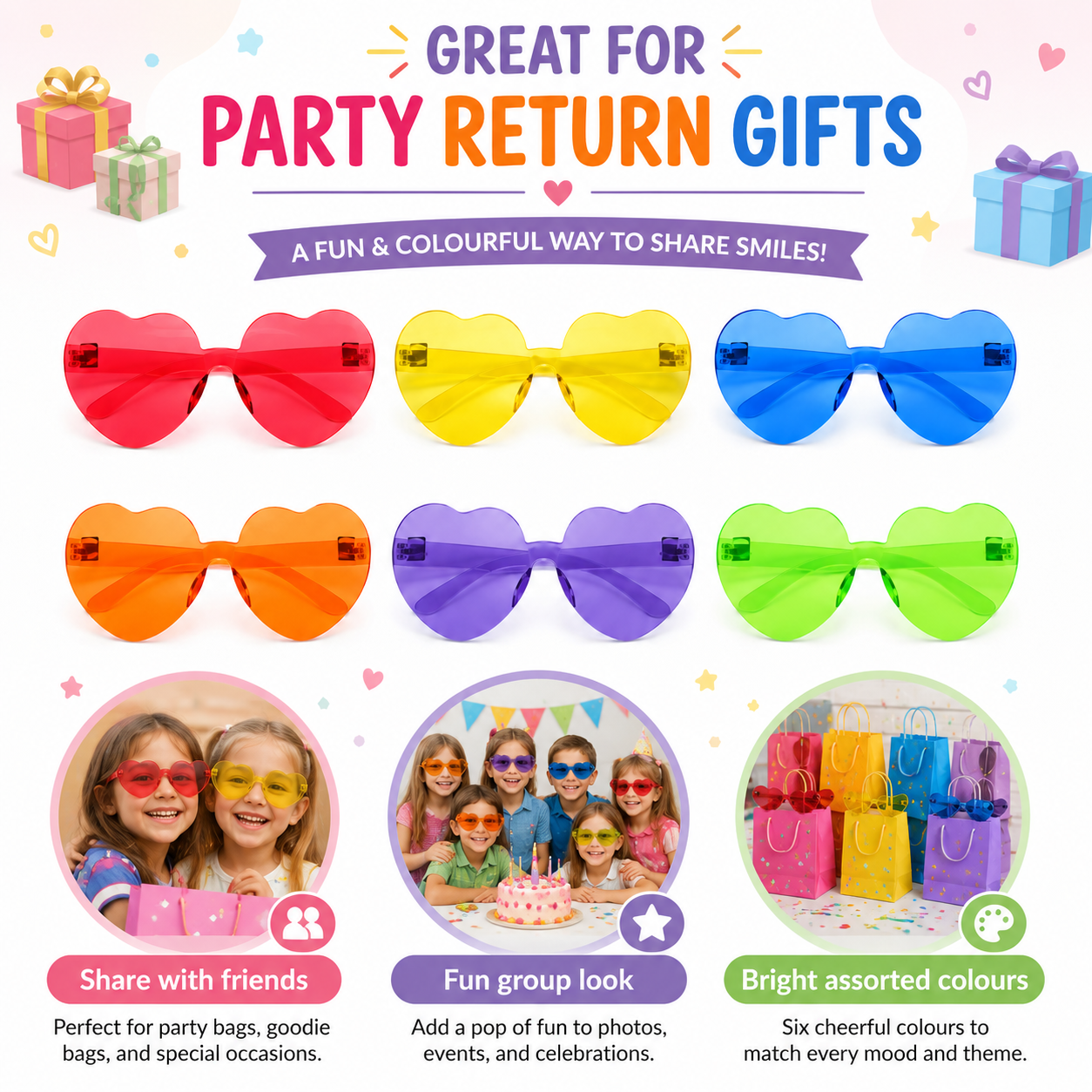 Bachelorette Party Fun Candy Heart Shades - 6PC